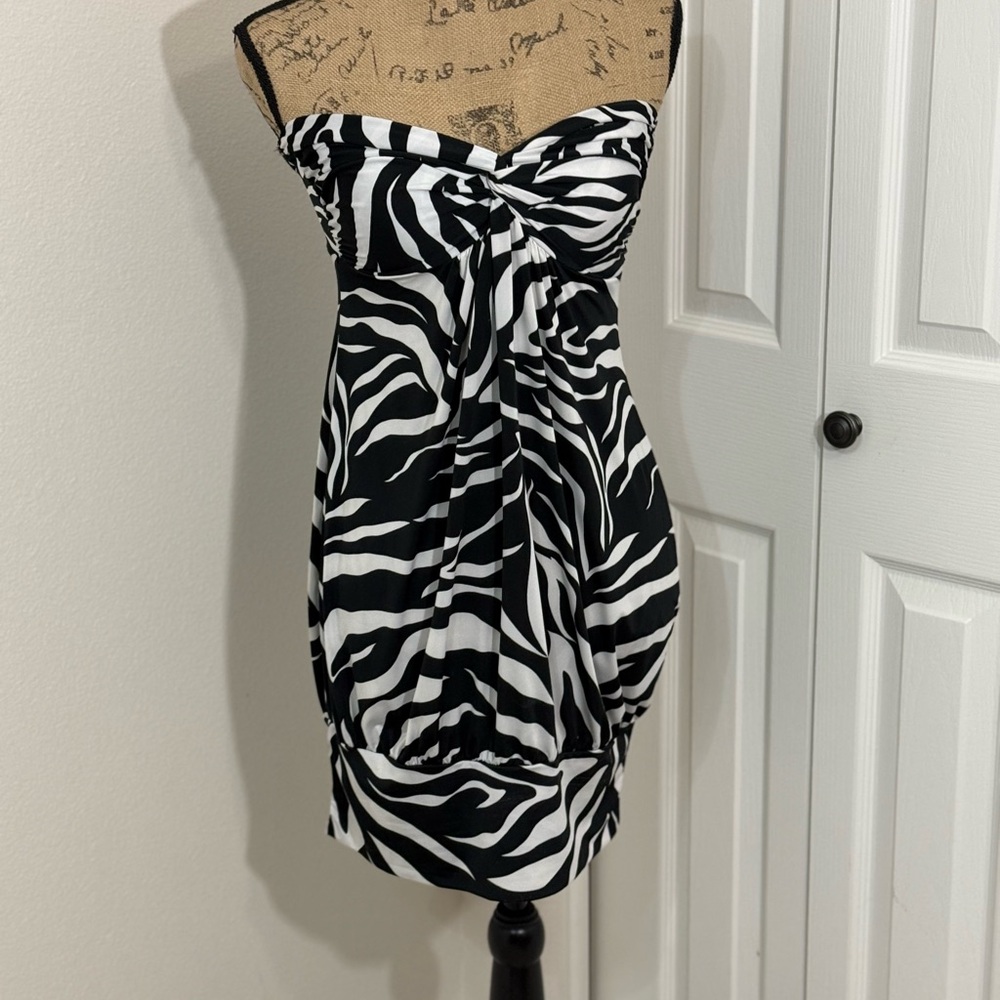 Stylish Black and White Zebra Print Dress